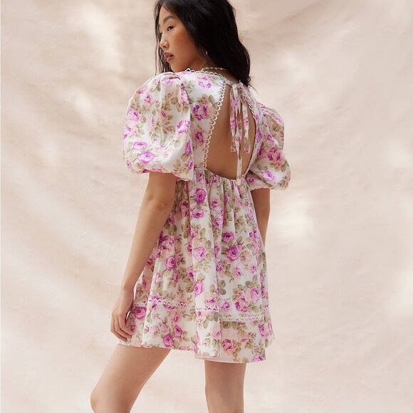 NWT For Love & Lemons Milani Floral Babydoll Mini Dress womens size 1x‎ - Picture 3 of 15